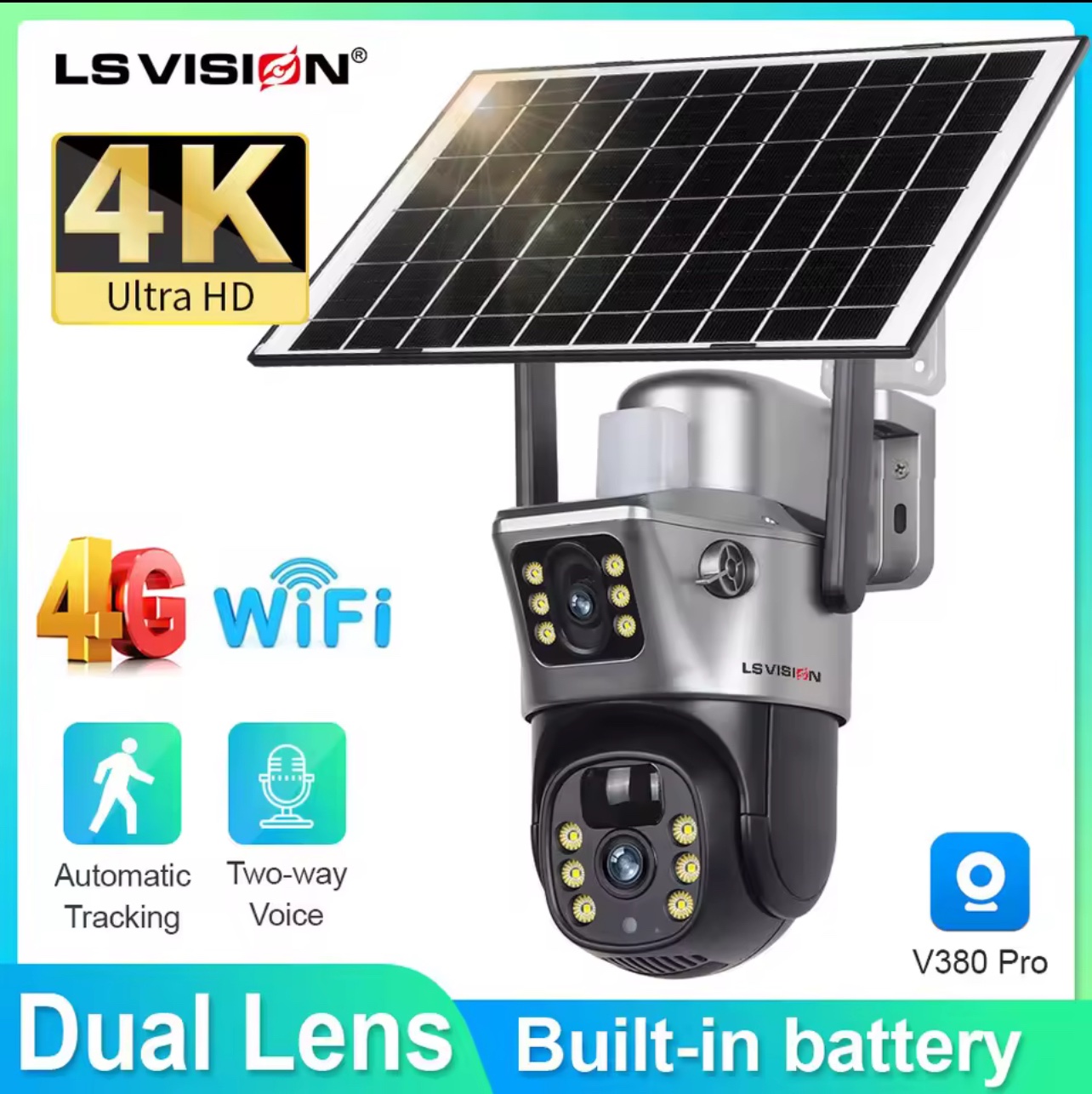 4G Solar Camera Dual lense Top Quality